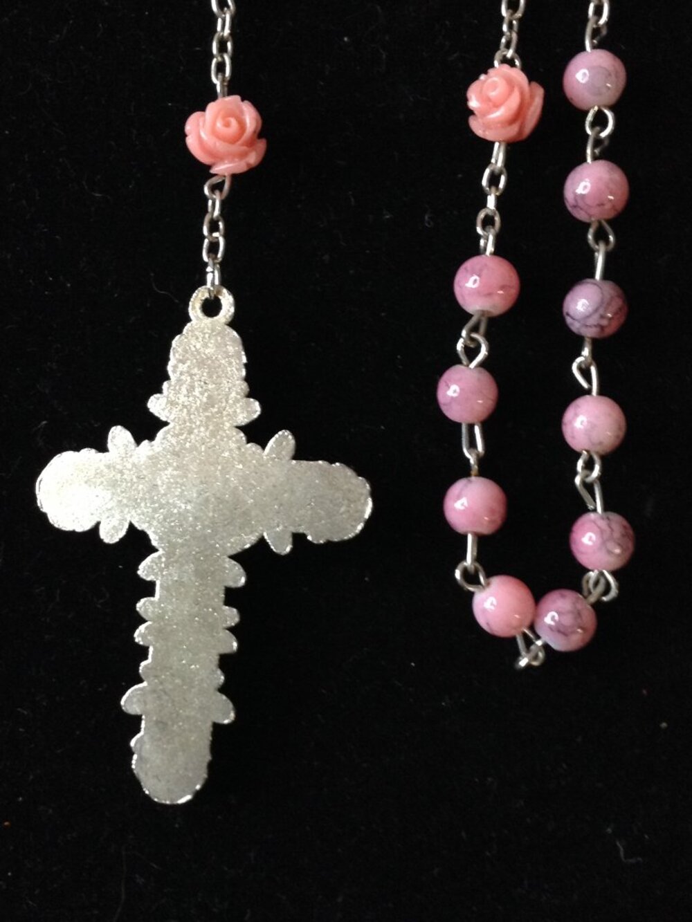 VTG 50's/70's Rosebud Rosary Glass Beads St. Theresa Religious Catholic Prayer - Picture 6 of 8